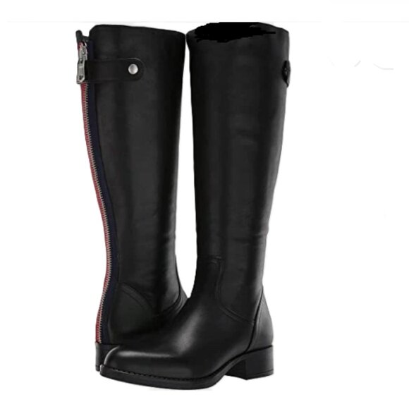 Steve Madden Striped Boots for Women for sale | eBay Steve Madden Journal Black Leather Back Zip Riding Boot w/Red & Blue Stripe
